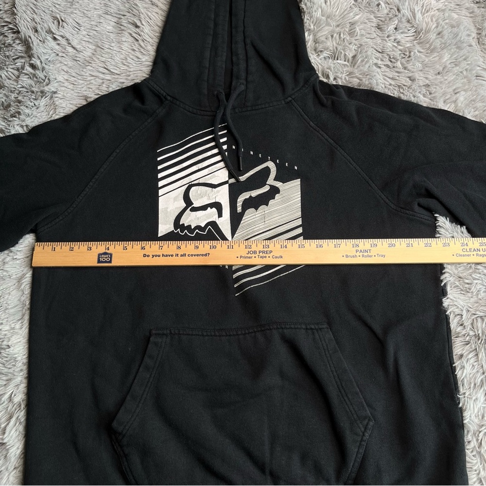 Fox Racing Hoodie Mens Large Logo Pullover Black White Kangaroo Pocket - Picture 5 of 8